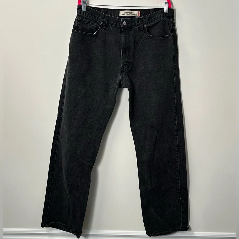 LEVI'S 505 men's black regular fit straight leg jeans, 38x32. - Picture 2 of 7
